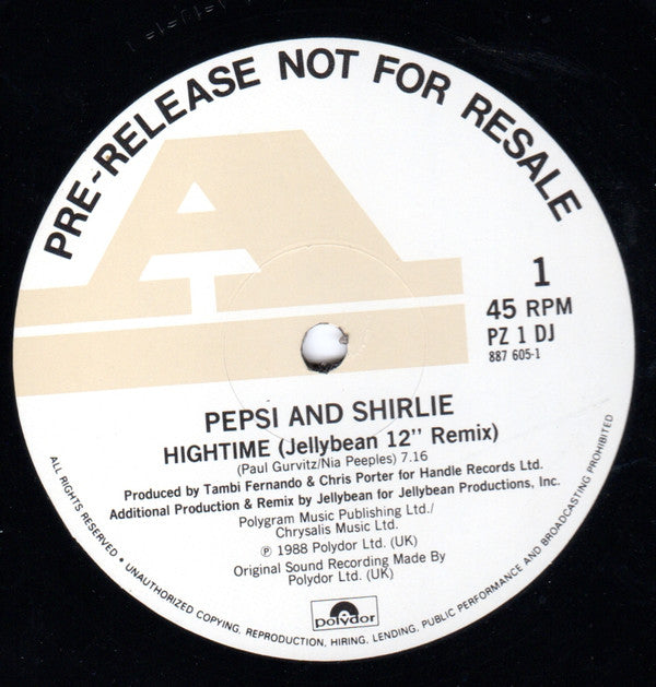 Pepsi & Shirlie : Hightime (12", Promo)