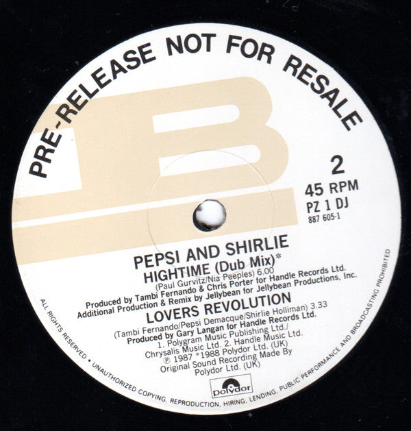 Pepsi & Shirlie : Hightime (12", Promo)