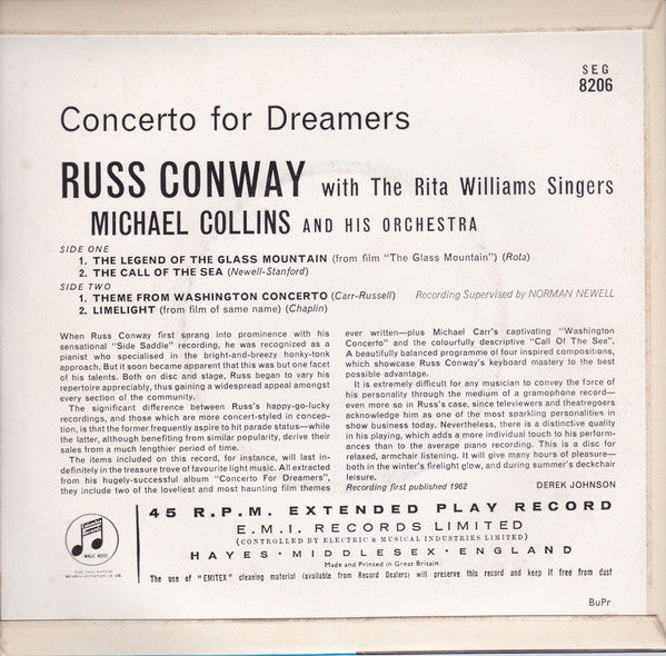 Russ Conway : Concerto For Dreamers (7", EP)