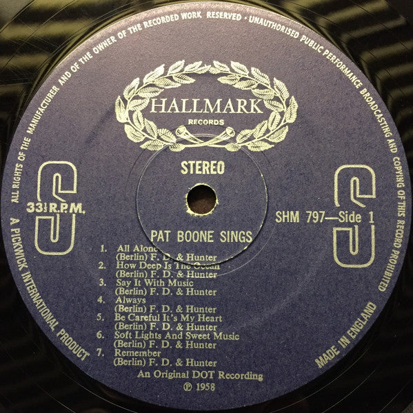 Pat Boone : Pat Boone Sings (LP, Album, RE)