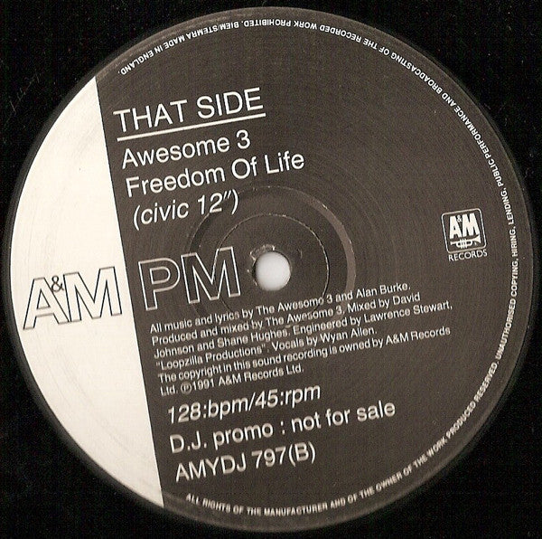 Awesome 3 : Freedom Of Life (12", Single, Promo)