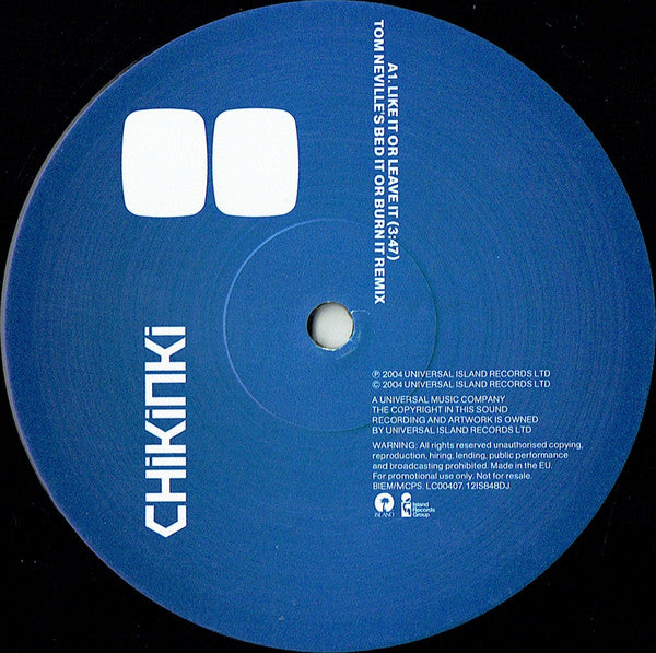 Chikinki : Like It Or Leave It (12", Promo)