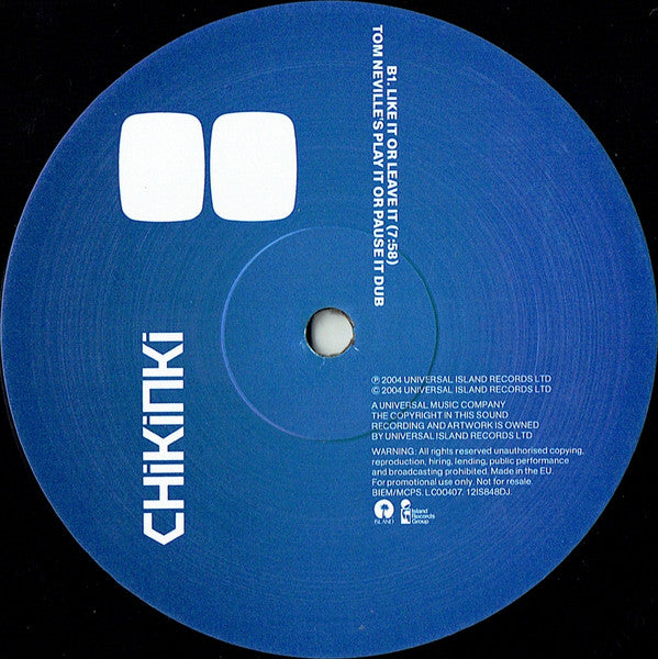 Chikinki : Like It Or Leave It (12", Promo)