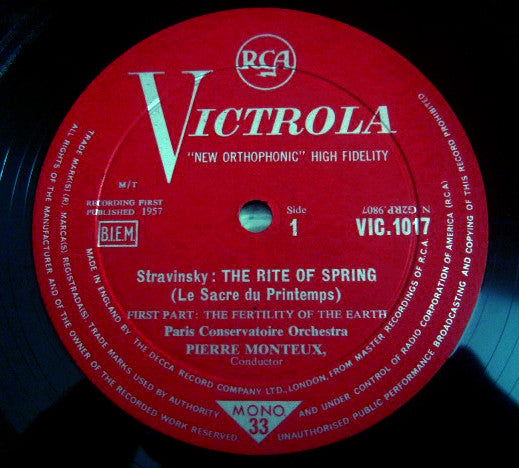Igor Stravinsky - Pierre Monteux, Orchestre De La Société Des Concerts Du Conservatoire : The Rite Of Spring (LP, Mono, RE)