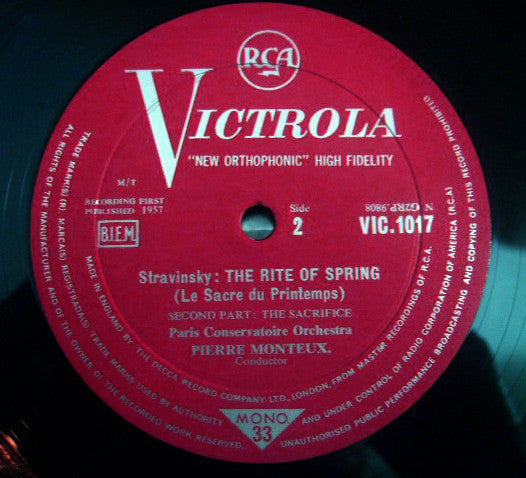 Igor Stravinsky - Pierre Monteux, Orchestre De La Société Des Concerts Du Conservatoire : The Rite Of Spring (LP, Mono, RE)