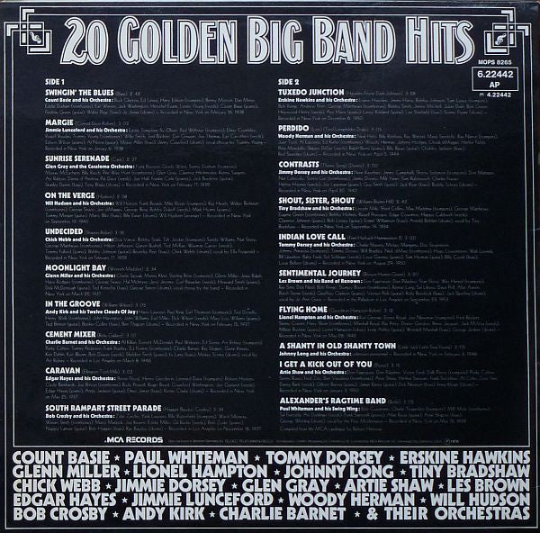Various : 20 Golden Big Band Hits (LP, Comp, Mono)