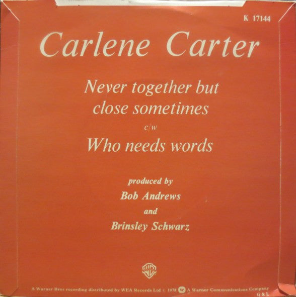 Carlene Carter : Never Together But Close Sometimes (7", Single, Pic)