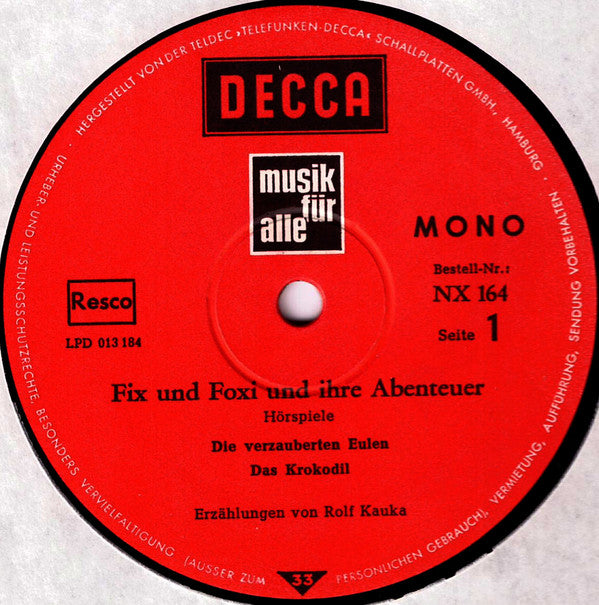 Rolf Kauka : Fix Und Foxi Und Ihre Abenteuer (LP, Mono)