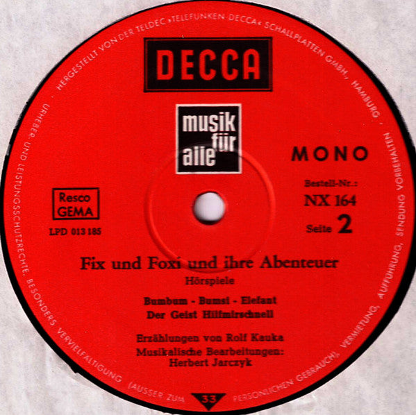 Rolf Kauka : Fix Und Foxi Und Ihre Abenteuer (LP, Mono)