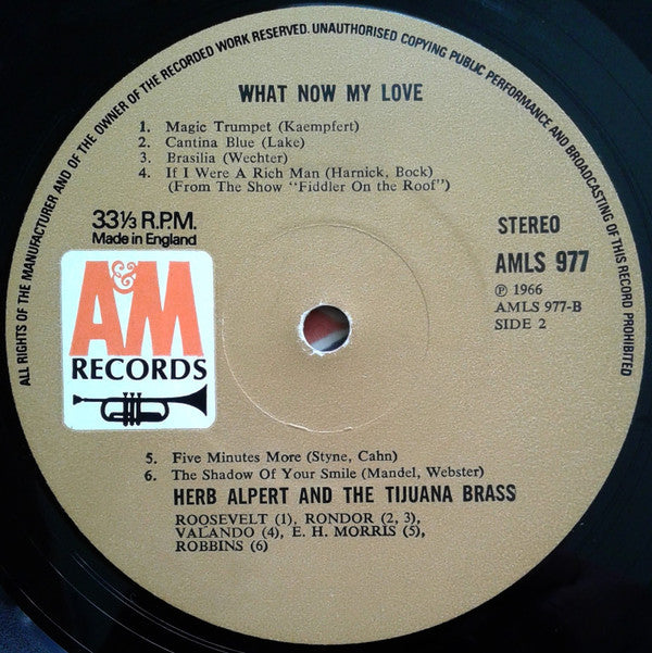 Herb Alpert & The Tijuana Brass : What Now My Love (LP, Album, RE)