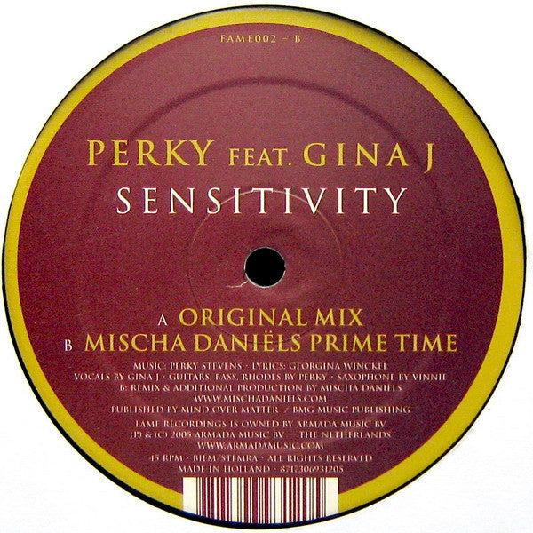 Perky Feat. Gina J : Sensitivity (12")