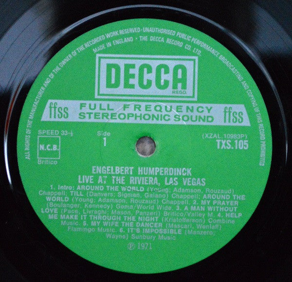 Engelbert Humperdinck : Live And S.R.O. At The Riviera Hotel, Las Vegas (LP, Album)