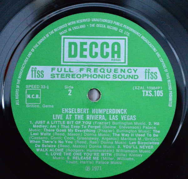 Engelbert Humperdinck : Live And S.R.O. At The Riviera Hotel, Las Vegas (LP, Album)