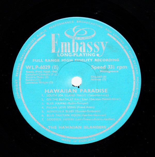 The Hawaiian Islanders : Hawaiian Paradise (LP, Album)