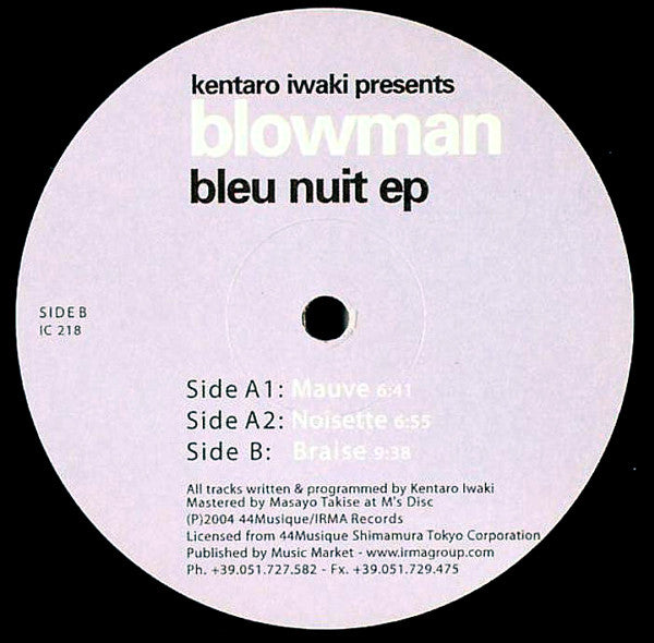 Kentaro Iwaki Presents Blowman : Bleu Nuit EP (12", EP)