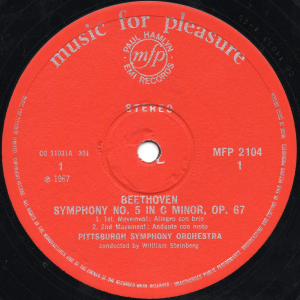 William Steinberg / Pittsburgh Symphony Orchestra : Beethoven's 5th - Symphony No 5 In C Min, Op 67 (LP)