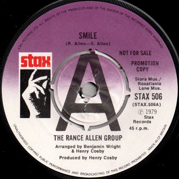 The Rance Allen Group : Smile (7", Single, Promo)
