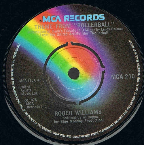 Roger Williams (2) : Theme From "Rollerball" (7", Single)