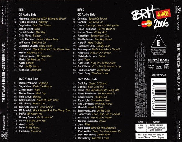 Various : The Brit Awards 2006. The Music Event Of The Year (2xHybrid, DualDisc, Comp, PAL, Reg)