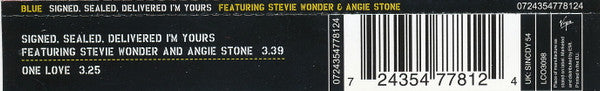 Blue (5) Featuring Stevie Wonder & Angie Stone : Signed, Sealed, Delivered I'm Yours (CD, Single)