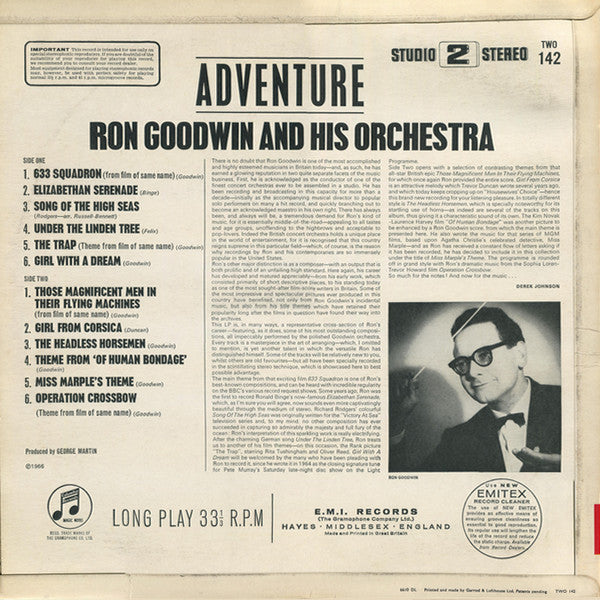 Ron Goodwin And His Orchestra : Adventure! (LP)