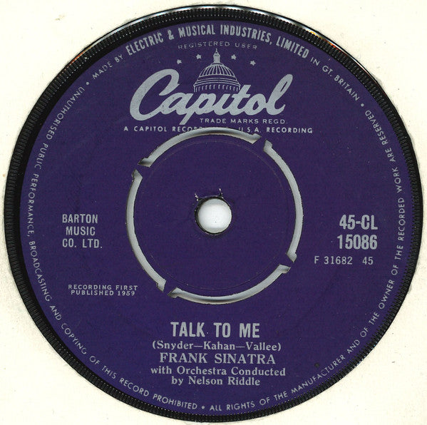 Frank Sinatra : Talk To Me / They Came To Cordura (7")