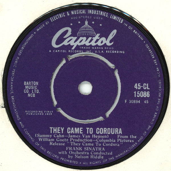 Frank Sinatra : Talk To Me / They Came To Cordura (7")