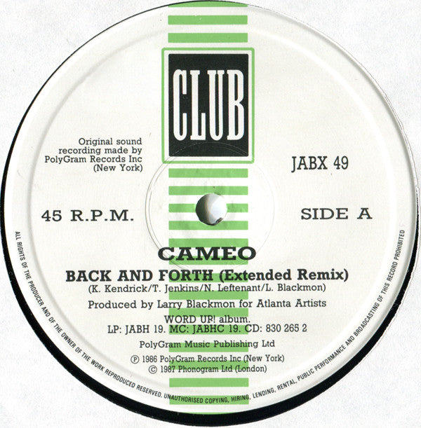 Cameo : Back & Forth (12")