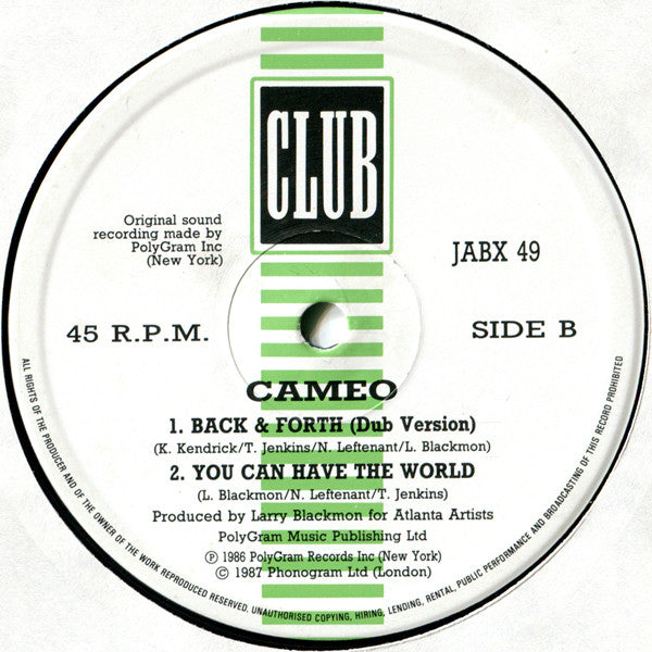 Cameo : Back & Forth (12")