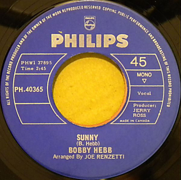 Bobby Hebb : Sunny (7", Single, Mono)