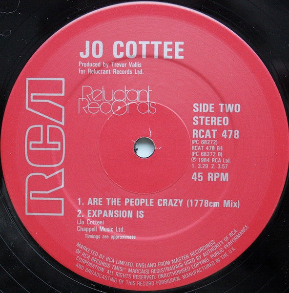 Jo Cottee : Are The People Crazy (12")