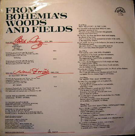 Bedřich Smetana, Antonín Dvořák, Karel Ančerl, The Czech Philharmonic Orchestra : From Bohemia's Woods And Fields (LP, Comp)