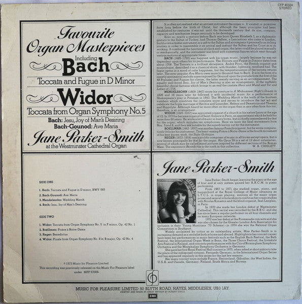 Jane Parker-Smith : Favourite Organ Masterpieces (LP, RE)