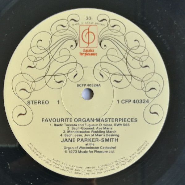 Jane Parker-Smith : Favourite Organ Masterpieces (LP, RE)