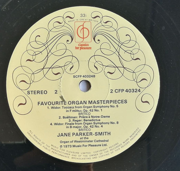 Jane Parker-Smith : Favourite Organ Masterpieces (LP, RE)