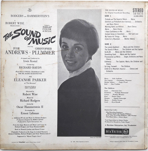 Rodgers & Hammerstein, Julie Andrews, Christopher Plummer, Irwin Kostal : The Sound Of Music (An Original Soundtrack Recording) (LP, Album)