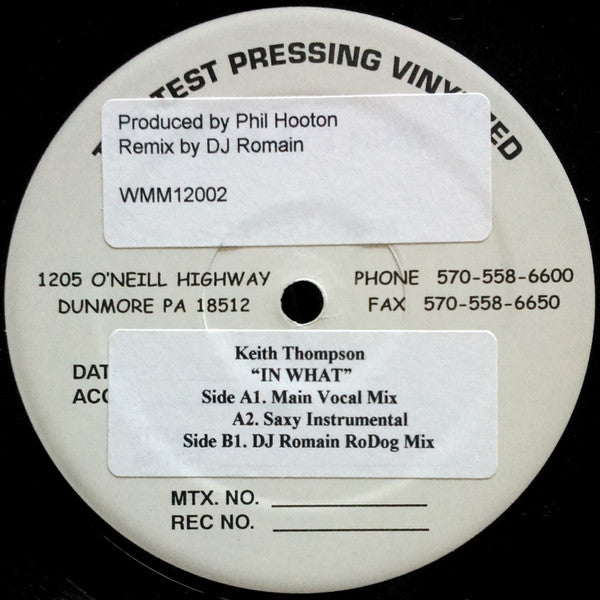 Keith Thompson : In What? (12", TP, Sti)