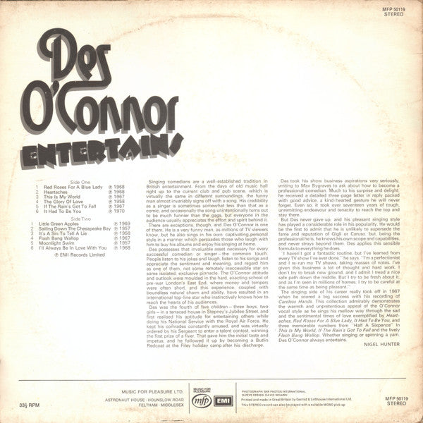 Des O'Connor : Des O'Connor Entertains (LP, Comp)