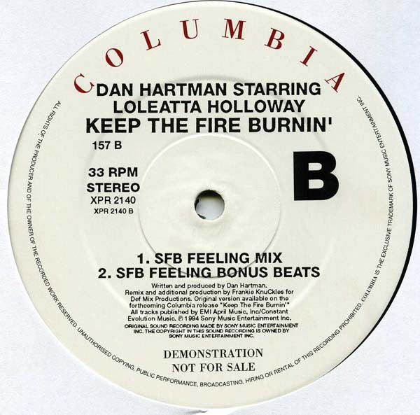 Dan Hartman Starring Loleatta Holloway : Keep The Fire Burnin' (2x12", Promo)