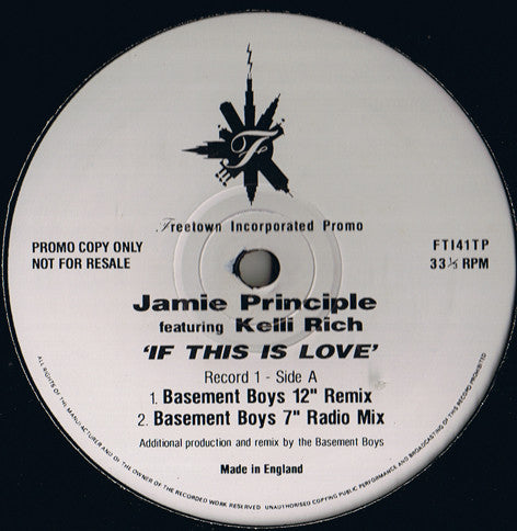 Jamie Principle Featuring Kelli Rich : If This Is Love (2x12", Single, Promo)