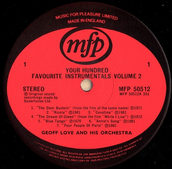 Geoff Love And His Orchestra* : Your Hundred Instrumental Favourites Volume 2 (LP, Comp)