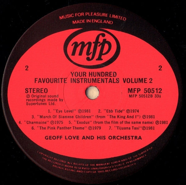 Geoff Love And His Orchestra* : Your Hundred Instrumental Favourites Volume 2 (LP, Comp)