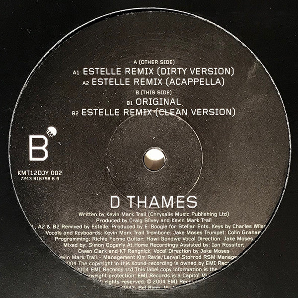 Kevin Mark Trail : D Thames (Original & Estelle Remixes) (12", Promo)