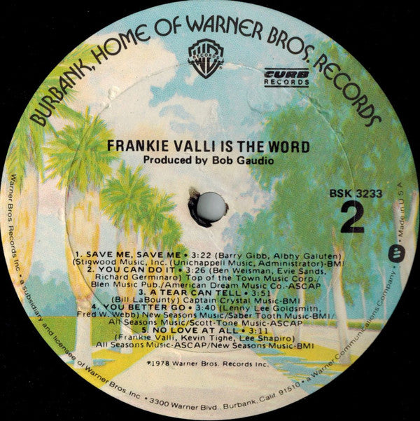 Frankie Valli : ...Is The Word (LP, Album, Gol)