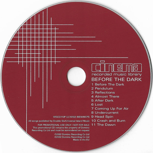 Cinema Recorded Music Library : Before The Dark (CD, Promo)