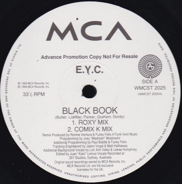 E.Y.C. : Black Book / One More Chance (Mixes) (12", Promo)
