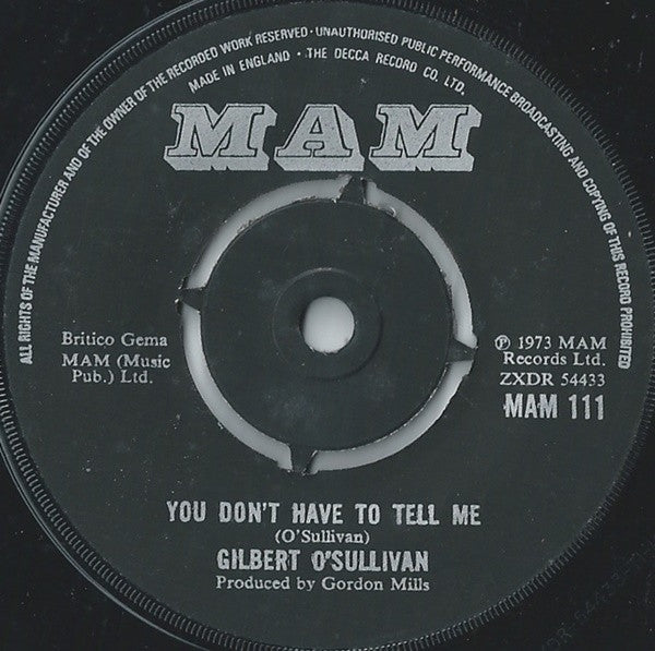 Gilbert O'Sullivan : Why, Oh Why, Oh Why (7", Single)
