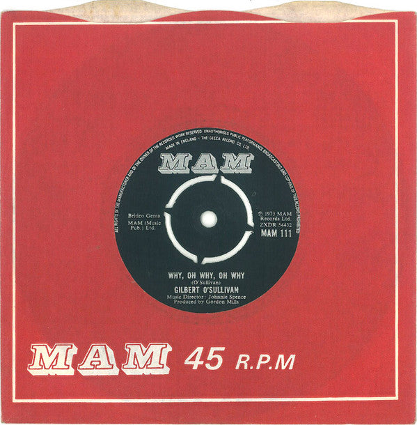 Gilbert O'Sullivan : Why, Oh Why, Oh Why (7", Single)