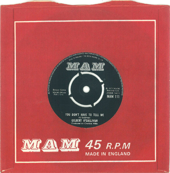 Gilbert O'Sullivan : Why, Oh Why, Oh Why (7", Single)