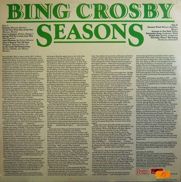 Bing Crosby : Seasons (LP, Album)
